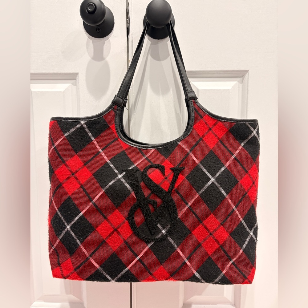 Victoria's Secret Red and Black Plaid Tote
